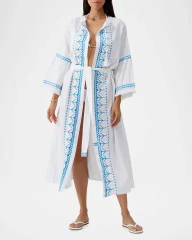 Melissa Odabash Anais Embroidered Midi Kaftan | Thumbnail 2