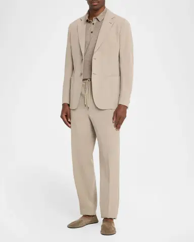 Giorgio Armani Men's Solid Linen Polo Shirt | Thumbnail 2