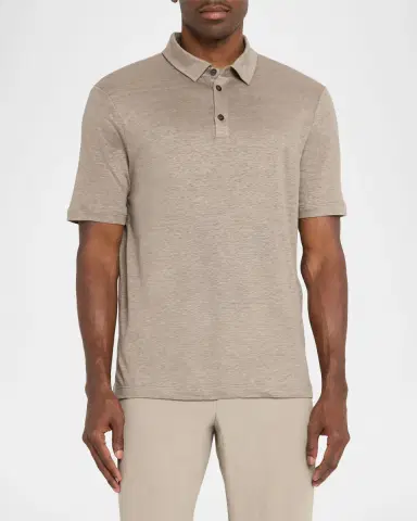 Giorgio Armani Men's Solid Linen Polo Shirt | Thumbnail 4