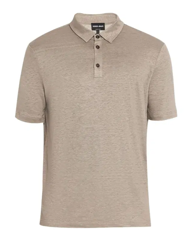 Giorgio Armani Men 's Solid Linen Polo Shirt