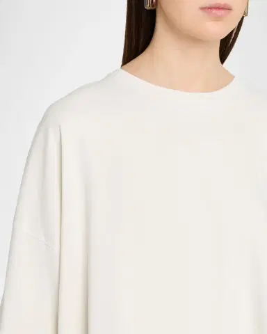 Eskandar Round Neck 3/4-Sleeve Top With Hembands - Mid Plus Length | Thumbnail 5