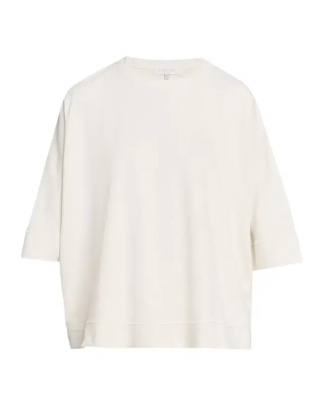 Round Neck 3/4-Sleeve Top With Hembands - Mid Plus Length