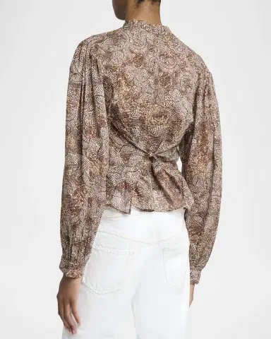 Isabel Marant Celeny Floral Button-Front Crop Blouse | Thumbnail 3