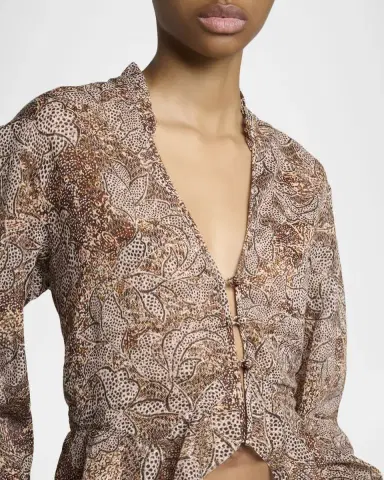 Isabel Marant Celeny Floral Button-Front Crop Blouse | Thumbnail 5
