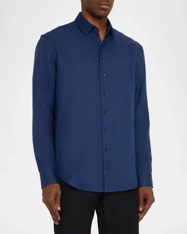 Giorgio Armani Men's Linen Classic-Fit Sport Shirt | Thumbnail 4 Giorgio Armani Men's Linen Classic-Fit Sport Shirt | Thumbnail 4