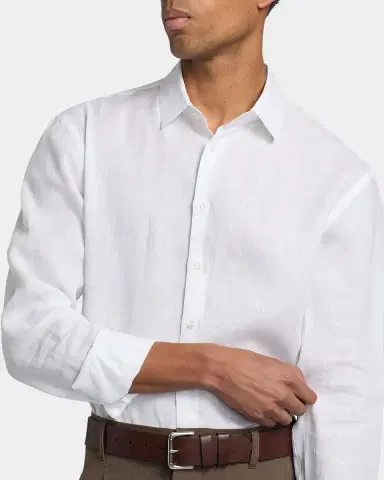 Giorgio Armani Men's Linen Classic-Fit Sport Shirt | Thumbnail 5 Giorgio Armani Men's Linen Classic-Fit Sport Shirt | Thumbnail 5