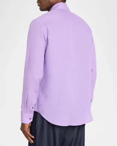Giorgio Armani Men's Solid Linen Classic-Fit Sport Shirt | Thumbnail 3 Giorgio Armani Men's Solid Linen Classic-Fit Sport Shirt | Thumbnail 3