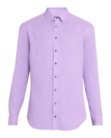 Giorgio Armani Men's Solid Linen Classic-Fit Sport Shirt | Thumbnail 1 Giorgio Armani Men's Solid Linen Classic-Fit Sport Shirt | Thumbnail 1