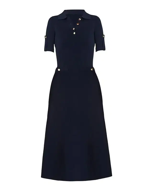 Shoshanna Saylor Button-Embellished Knit Midi Dress