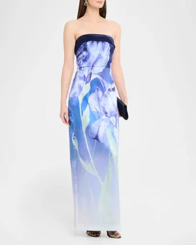 Theia Cyrilla Ombre Floral-Print Column Gown | Thumbnail 4