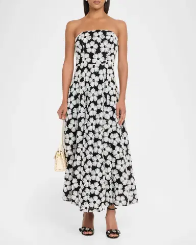Shoshanna Miller Strapless Floral Tulle Chiffon Maxi Dress | Thumbnail 2