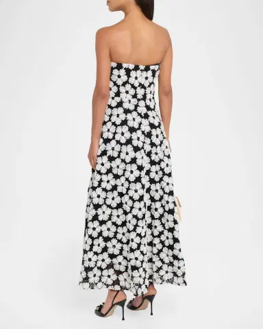 Shoshanna Miller Strapless Floral Tulle Chiffon Maxi Dress | Thumbnail 3