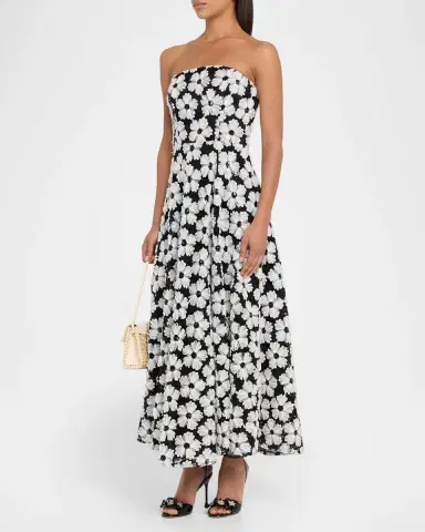 Shoshanna Miller Strapless Floral Tulle Chiffon Maxi Dress | Thumbnail 4