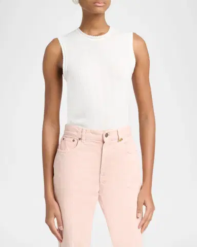 Chloe Pointelle Wool Sleeveless Top | Thumbnail 4