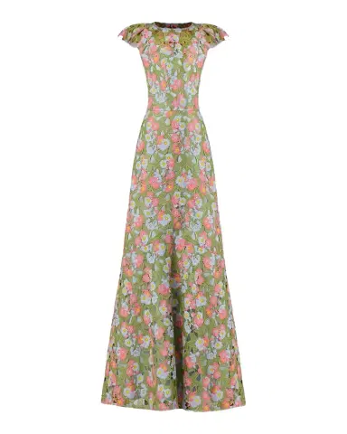 Shoshanna Raven Cap-Sleeve Floral Lace Gown | Thumbnail 1