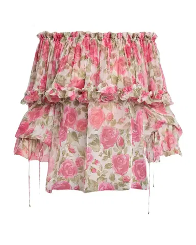 Chloé Floral Silk Off-The-Shoulder Ruffle Top | Thumbnail 1 Chloé Floral Silk Off-The-Shoulder Ruffle Top | Thumbnail 1