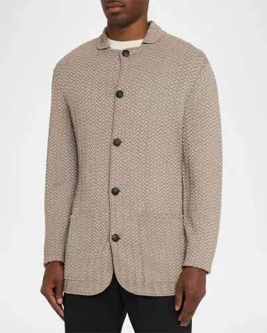 Giorgio Armani Men's Ottoman Chevron Single-Breasted Jacket | Thumbnail 4