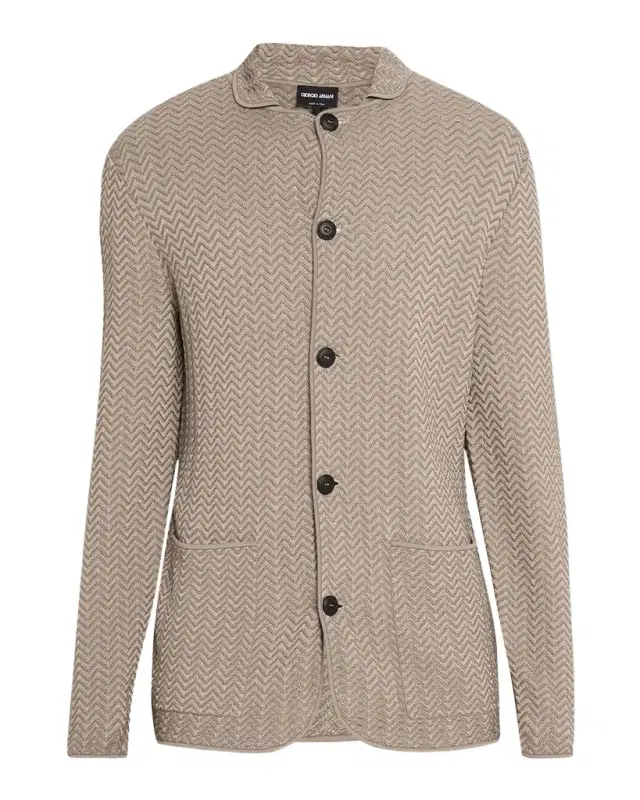 Giorgio Armani Men's Ottoman Chevron Single-Breasted Jacket