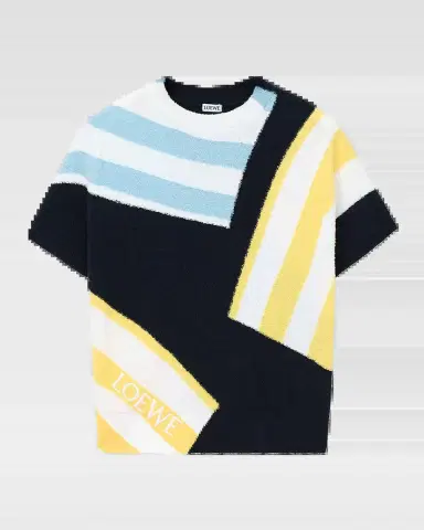 LOEWE Striped Fuzzy Knit Short-Sleeve Sweater | Thumbnail 2 LOEWE Striped Fuzzy Knit Short-Sleeve Sweater | Thumbnail 2