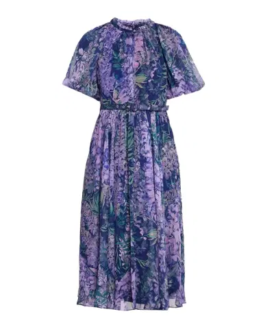 Theia Marisol Floral-Print Pebbled Chiffon Midi Dress | Thumbnail 1 Theia Marisol Floral-Print Pebbled Chiffon Midi Dress | Thumbnail 1