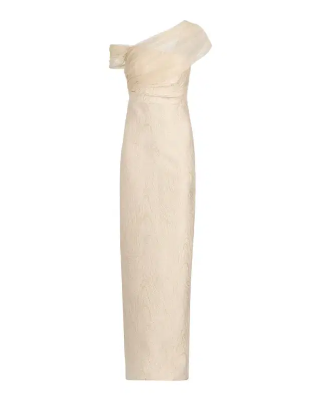Zara One-Shoulder Metallic Jacquard Column Gown