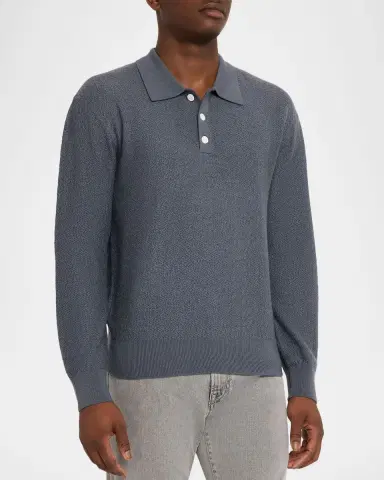 Frame Men's Textured Wool Polo Sweater | Thumbnail 4