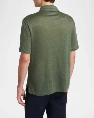 Giorgio Armani Men's Linen Classic-Fit Polo Shirt | Thumbnail 3 Giorgio Armani Men's Linen Classic-Fit Polo Shirt | Thumbnail 3