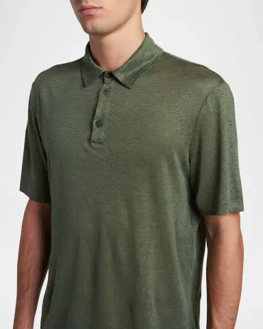 Giorgio Armani Men's Linen Classic-Fit Polo Shirt | Thumbnail 5 Giorgio Armani Men's Linen Classic-Fit Polo Shirt | Thumbnail 5