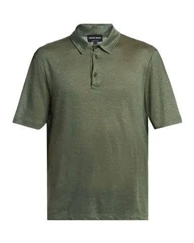 Giorgio Armani Men's Linen Classic-Fit Polo Shirt | Thumbnail 1 Giorgio Armani Men's Linen Classic-Fit Polo Shirt | Thumbnail 1