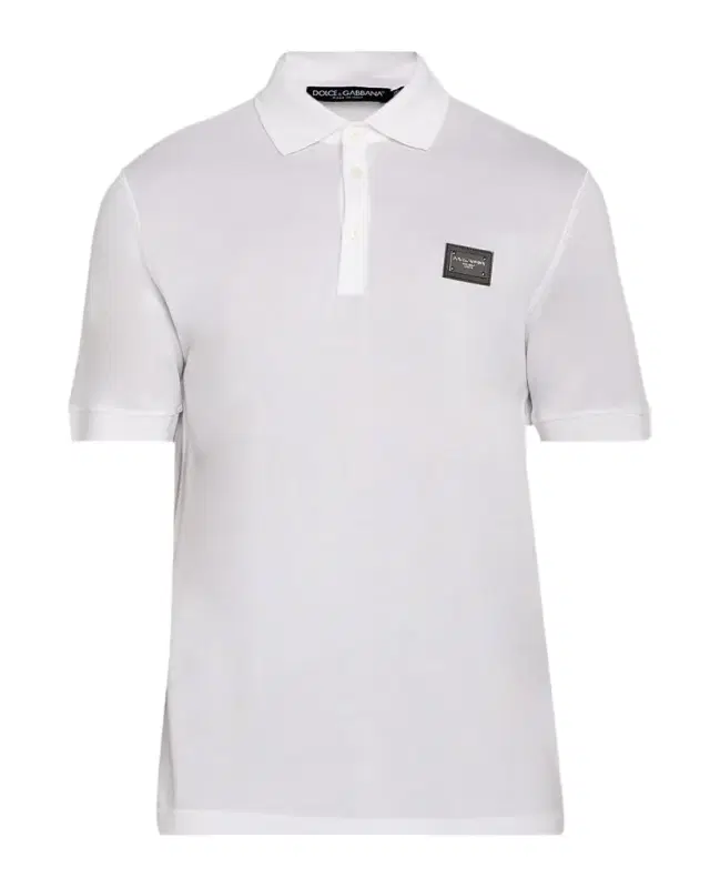 Dolce & Gabbana Men 's Cotton Pique Polo Shirt with Branded Tag