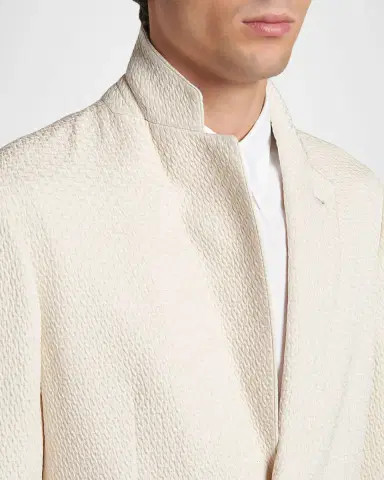Giorgio Armani Men's Silk and Nylon Jacquard Single-Breasted Blazer | Thumbnail 5