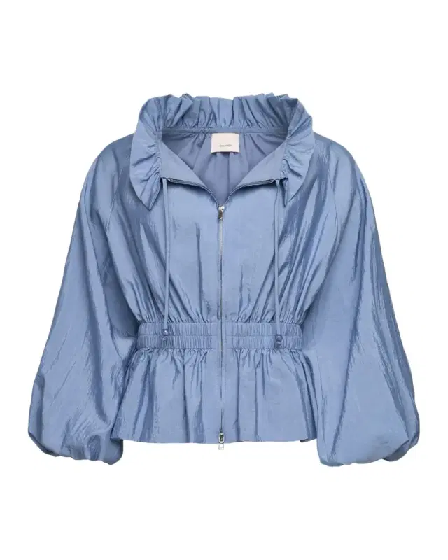 Cinq a Sept Deana Ruffled-Collar Nylon Peplum Jacket