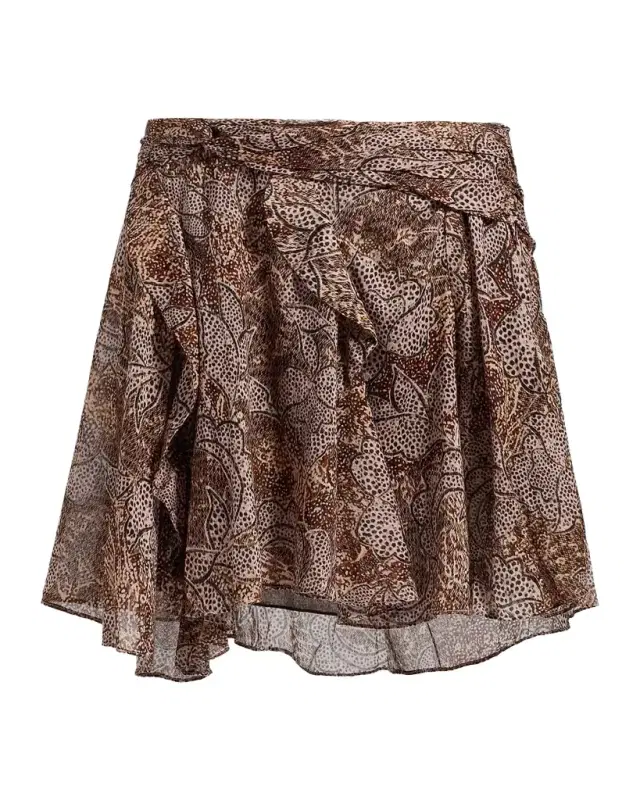 Camia Paisley-Print Ruflled Mini Skirt