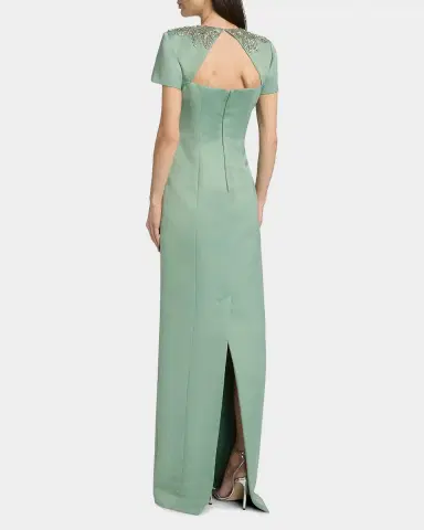 THEIA Sorelia Beaded Duchess Satin Column Gown | Thumbnail 3 THEIA Sorelia Beaded Duchess Satin Column Gown | Thumbnail 3