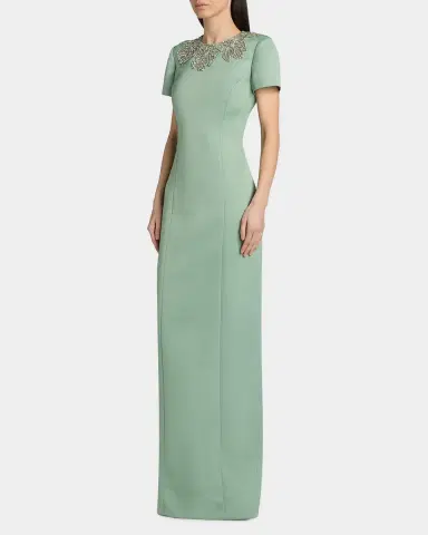 THEIA Sorelia Beaded Duchess Satin Column Gown | Thumbnail 4 THEIA Sorelia Beaded Duchess Satin Column Gown | Thumbnail 4