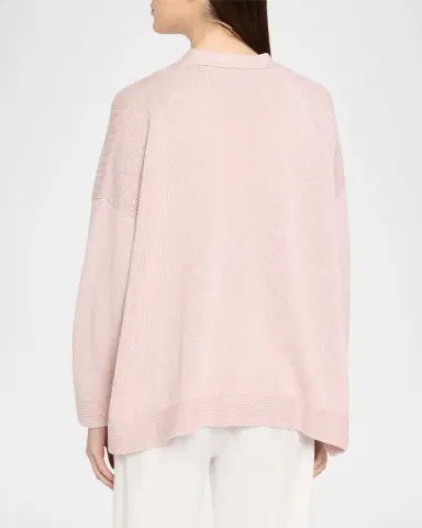 Eskandar Cotton Linen V-Neck Cardigan - Mid Length | Thumbnail 3
