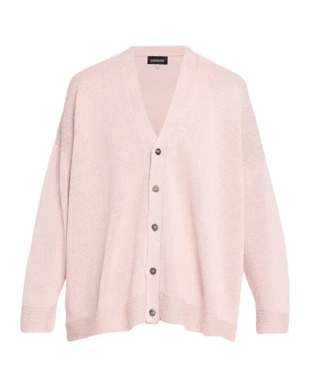 Cotton Linen V-Neck Cardigan - Mid Length Cotton Linen V-Neck Cardigan - Mid Length