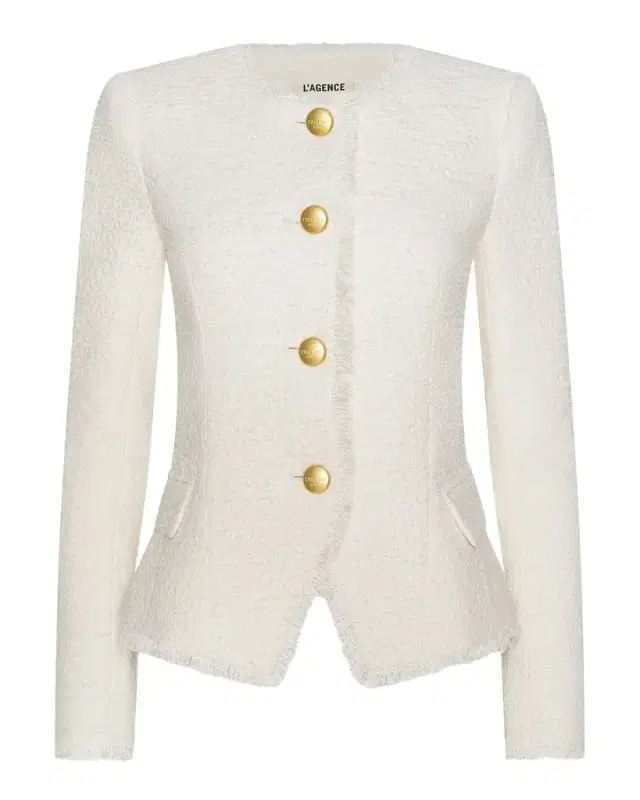 L 'AGENCE Nerina Collarless Tweed Blazer