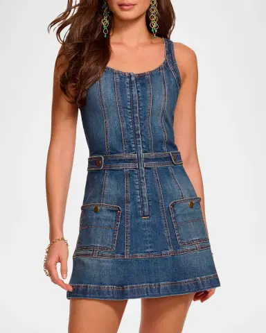 Ramy Brook Karla Scoop-Neck Denim Mini Dress | Thumbnail 4 Ramy Brook Karla Scoop-Neck Denim Mini Dress | Thumbnail 4