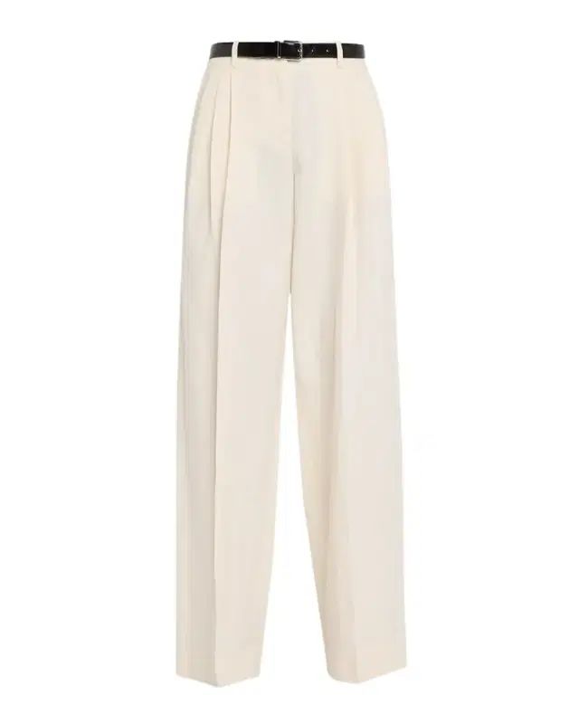 Rustic Cotton-Linen Canvas Straight-Leg Pants