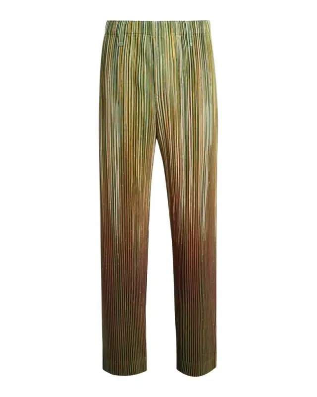 Homme Plisse Issey Miyake Men 's Paintbrush Agate-Print Pleated Trousers