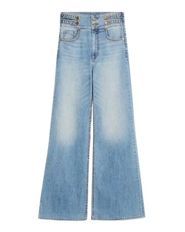 Ramy Brook Liv Double-Button Wide-Leg Jeans