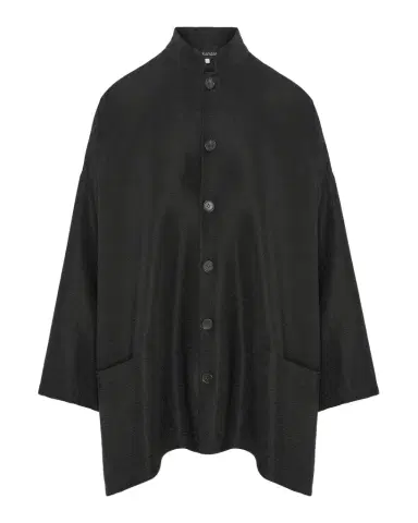 Eskandar Wide A-Line Mandarin Jacket - Long Length | Thumbnail 1 Eskandar Wide A-Line Mandarin Jacket - Long Length | Thumbnail 1