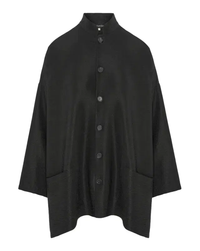 Eskandar Wide A-Line Mandarin Jacket - Long Length
