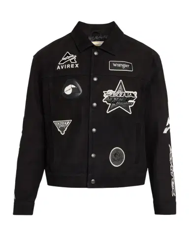 AVIREX x Wrangler Men 's Suede Multi-Patch Trucker Jacket | Thumbnail 1