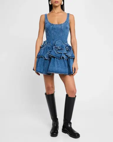 Aknvas Devyn Denim Ruffle Mini Dress | Thumbnail 2 Aknvas Devyn Denim Ruffle Mini Dress | Thumbnail 2