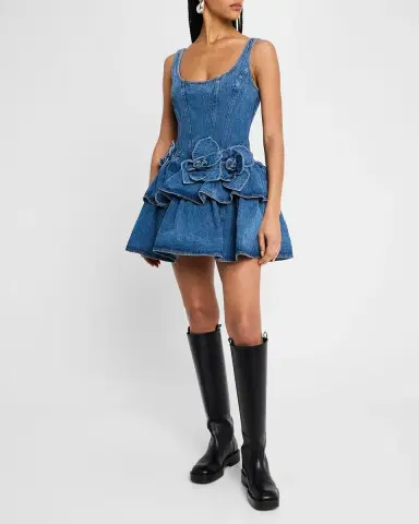 Aknvas Devyn Denim Ruffle Mini Dress | Thumbnail 4 Aknvas Devyn Denim Ruffle Mini Dress | Thumbnail 4