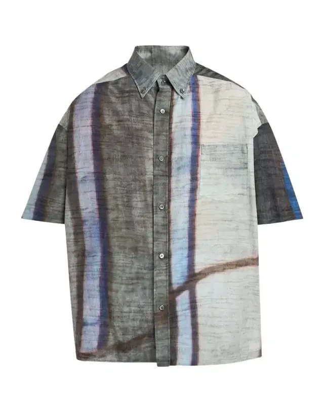 Men 's Abstract Cotton and Silk Short-Sleeve Shirt