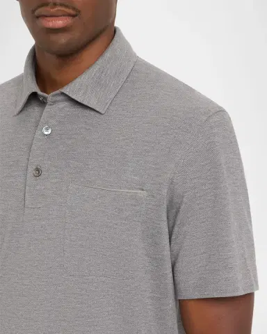 Zegna Men's Pure Cotton Piqué Polo Shirt | Thumbnail 5 Zegna Men's Pure Cotton Piqué Polo Shirt | Thumbnail 5