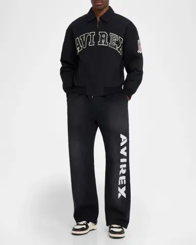 AVIREX Men 's Distress Icon Fleece Drawstring Pants | Thumbnail 2